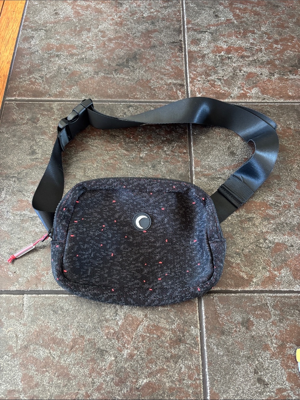 ZYIA Vooray Black Waist Pack with Orange Accent Dots